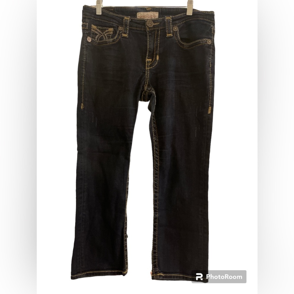 Big Star Maddie Capri Jeans Crop Size 29 Dark Wash lightly distressed